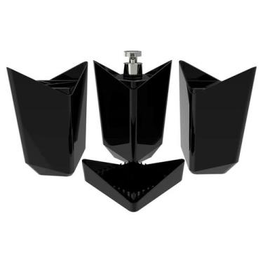 Imagem de Kit Lavabo Prisma Preto 4Pç Porta Escova Algodão e Sabonetes Conjunto 