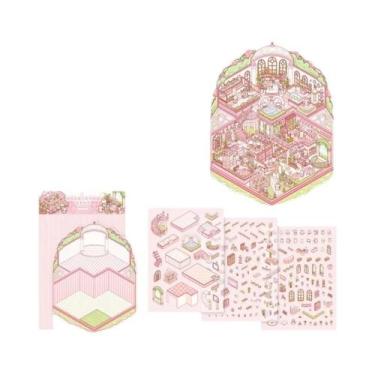 Imagem de Adesivos 3D Kawaii De Cenário De Castelo E Cabana DIY Para Papelaria I