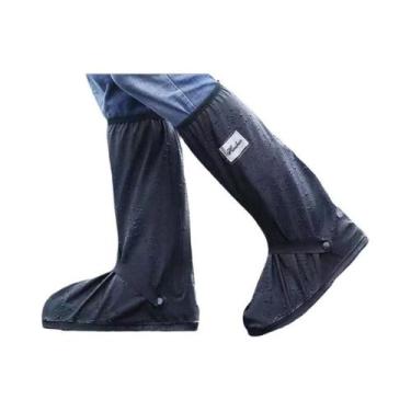 Imagem de Capa de Bota de Chuva Preta à Prova d'Água com Detalhes Refletivos, L(