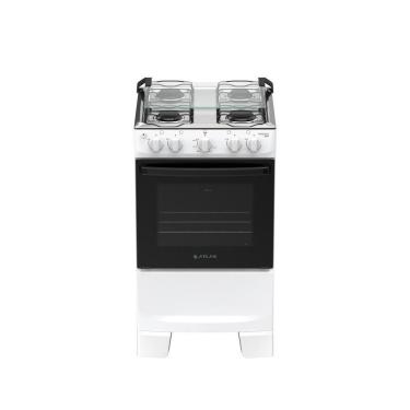 Imagem de Fogão 4 Bocas Atlas Mônaco Plus Mesa Inox Bivolt Branco