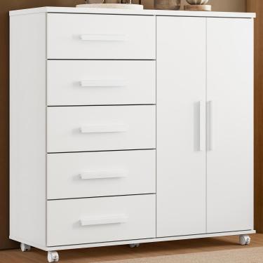 Imagem de Cômoda Palumóveis Toronto 5 Gavetas e 2 Portas com Rodízios