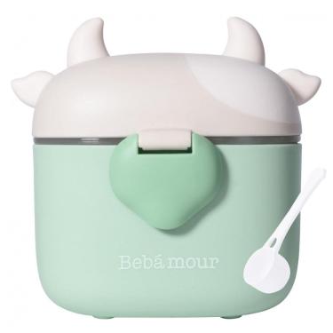 Imagem de Dispenser de Fórmula Bebamour Vaquinha Verde Clara 3 Compartimentos com Colher 450ml