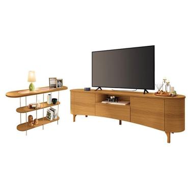 Imagem de Rack Bancada Elara Cinamomo Com Aparador Infinity Cinamomo - Hb Móveis