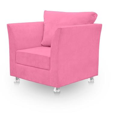 Imagem de Poltrona Decorativa Lisboa Para Sala e Quarto Suede Assento Espuma D23 Rosê Sonho das P...