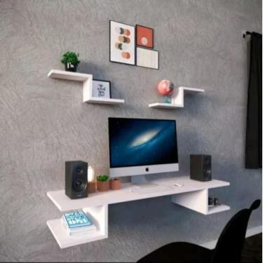 Imagem de Mesa Mesinha 03 90cm Suspensa Computador Slim Elohim 90cm - Jha's MDF