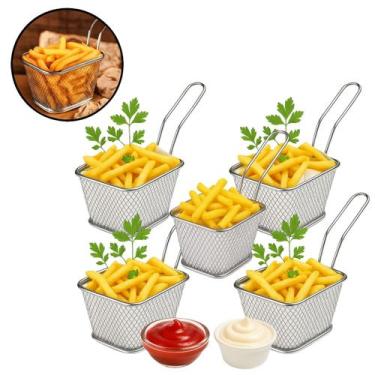 Imagem de 5 Mini Cestos de Metal P/ Servir Porções Fritas Petiscos - Floripa