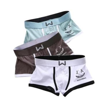 Imagem de Cuecas Boxer Masculinas De Algodão Respirável Com Design De Rosto Sorr