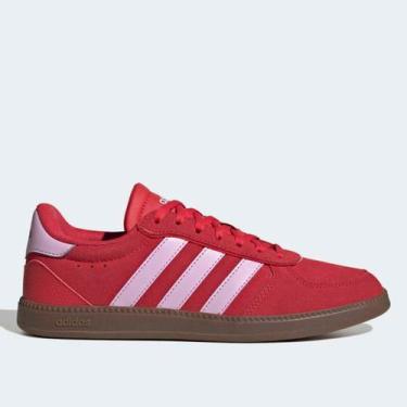 Imagem de Tênis Adidas Breaknet Sleek Suede Feminino, Vermelho, 35