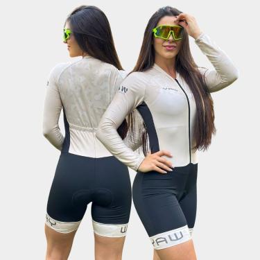 Imagem de Macaquinho de Ciclismo com Forro Gel Feminino Savana Manga Longa Proteção Uv Respirável-Feminino