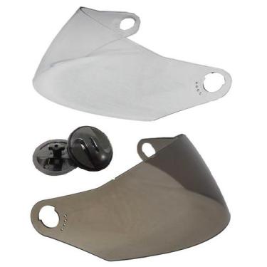 Imagem de Par Viseiras Capacete R8 Pro Tork Cristal E Fume + Botoes - POLIVISOR