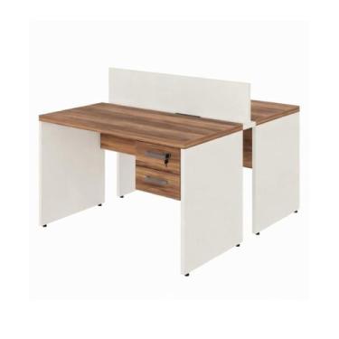 Imagem de Estação de Trabalho Dupla 1,20m 02 Lugares com Gavetas c/ tomadas Pé P