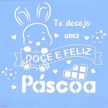 Imagem de Stencil Arte Fácil 15 x 15cm  PC-501 Coelhinho de Páscoa