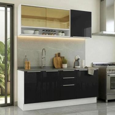Imagem de Armário de Cozinha Compacta 180 x 60 cm Branco/Preto Lux Madesa 05, Br