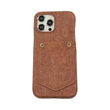 Imagem de Capa luxuosa de couro jeans para cartão para iPhone 15 14 13 12 11 Pro