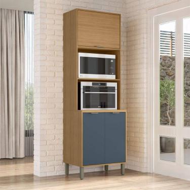 Imagem de Paneleiro Colors 3 Portas 100% Mdf Freijó/Azul Secreto - Kits Paraná