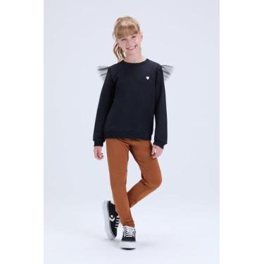 Imagem de Conjunto Infantil Feminino de Inverno Moletom com Babado em Tule - Vid
