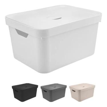 Imagem de Caixa Organizadora Com Tampa Grande Ou 46x36x24cm Quarto, Branco