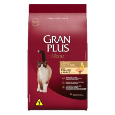 Imagem de Ração GranPlus Menu para Gatos Adultos Sênior Castrados Sabor Frango e