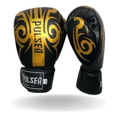Imagem de Luvas de Boxe Muay Thai PU Preto Tribal Dourado Adoma Pulser, Preto, D