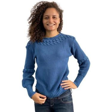 Imagem de Blusa De Frio Casaquinho Feminino  Suéter Tricot 483 - Deeyaa, Azul, U