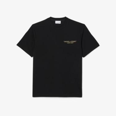 Imagem de Camiseta de Algodão Bordada - Lacoste, 2GG, Preto