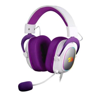 Imagem de Fone headset gamer zeus x h510wp-rgb usb redragon branco e roxo