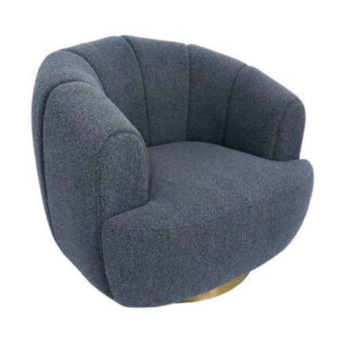 Imagem de Poltrona Alto Design Azul Escuro Base Metal Dourado - LUXdécor