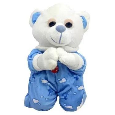Imagem de Pelucia Urso Reza Pai Nosso Azul 30cm - TRENDS