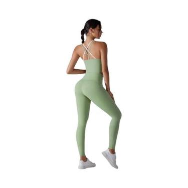 Imagem de Conjunto De Yoga Feminino Sem Costura, Com Efeito Levanta Bumbum, Sem 