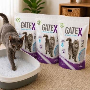 Imagem de Kit 3 Silica Gato Cristal Gatex 4,2kg Areia Antiodor Pet