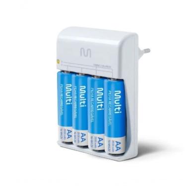 Imagem de Carregador de Pilhas Multi RM02 CB054 Bivolt para AA e AAA 2500mAh Cinza com 4 Unidades