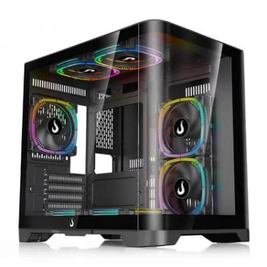 Imagem de Gabinete Gamer Rise Mode Glass Curvo, M-ATX, Mid Tower, Lateral e Frental em Vidro, Preto - RM-GA-GC-FB