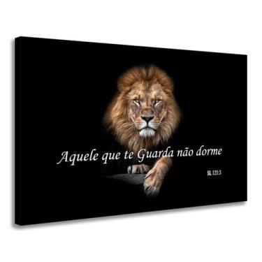 Imagem de Quadro Decorativo Leão de Judá Grande Com Frase Religiosa 50x80 Sala Q