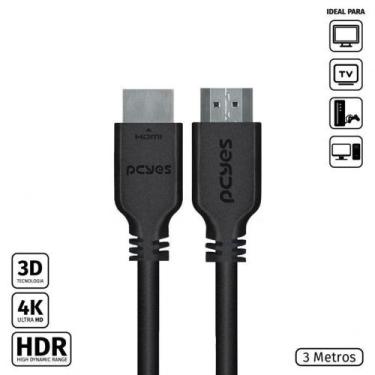 Imagem de Cabo hdmi 2.0 4k 30awg cobre puro 3 metros - phm20-3 - pcyes