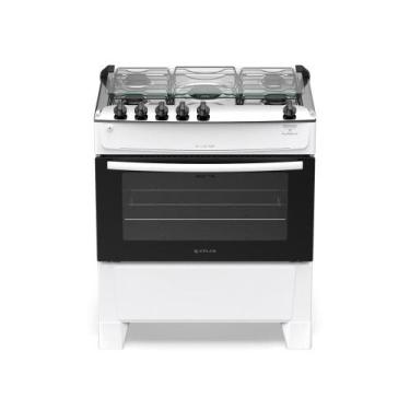 Imagem de Fogão 5 Bocas Atlas Automático Milão Top Mesa de Inox Branco, Bivolt, 