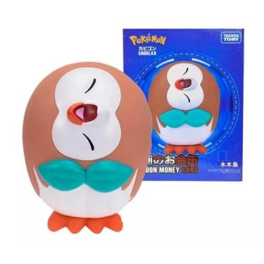Imagem de Cofre Cofrinho Pokémon Rowlet 14cm Moedas Dinheiro - Takara Tomy, Crem