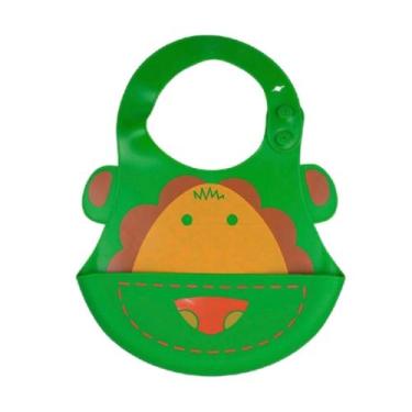 Imagem de Babador para bebês Infantil Silicone Leão Verde com cata-migalhas Kaba