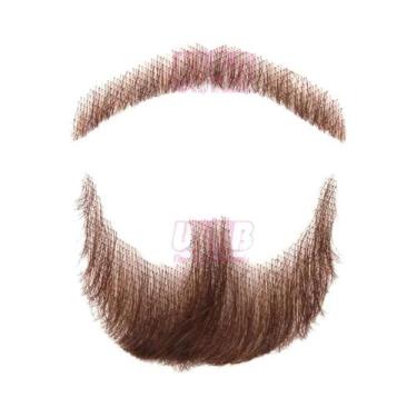 Imagem de Barba Sintética Preta Realista Com Bigode E Barba De Cabra Em Renda In