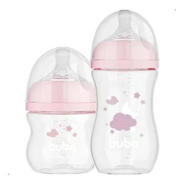 Imagem de Kit mamadeiras bubas easy flow nuvem 2 pcs - - Buba Baby, Rosa