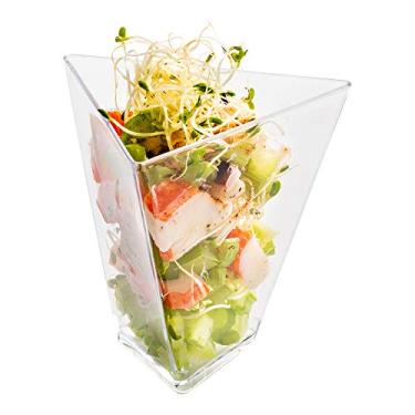 Imagem de Copos profissionais de sobremesa, copos de plástico para sobremesa – plástico premium durável – formato moderno – transparente – 100 g – 7,4 cm x 6,6 cm x 7,1 cm – caixa 100 unidades – restaurante