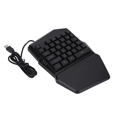 Imagem de Mini meio teclado, USB com fio 35 teclas ergonômico RGB retroiluminado teclado para jogos com uma mão para jogos