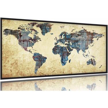 Imagem de Quadro decorativo Mapa Mundi Vintage e 130x60 Moldura Preta 2x2