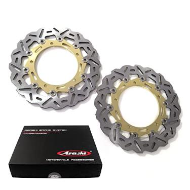 Imagem de Arashi Discos de freio dianteiro para Kawasaki Ninja 650R EX650 2017-2021 / Ninja 650 EX650 ABS 17-21 / Z650 ABS 17-21 / Z650RS 20-21 / Z900 17-21 / Z900RS 18-21 Substituição de substituição de motocicleta ouro, ouro