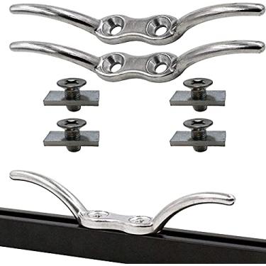 Imagem de Pmsanzay Braçadeira de cabo de aço inoxidável, 15,24 cm para cabo, 2 peças por pacote, com adaptador de trilho de liberação rápida para montagem em trilhos de barco de caiaque – Fácil de instalar – Sem perfuração