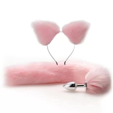 Imagem de Kit Orelhinhas de Pelúcia com Plug Anal Calda Raposa Rosa