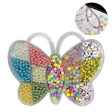 Imagem de Kit 1000 Missangas Infantil Letras Coloridas Perolas Para Montar Pulseira Colar