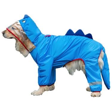 Imagem de Capa de chuva para cachorro poncho transparente com capuz respirável para cães pequenos, médios e grandes, capa de chuva à prova d'água reflexiva Golden Retriever/Corgi/Shiba Inu, azul 2,3GG (8