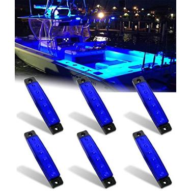 Imagem de Luzes interiores de LED utilitário Shangyuan Marine Boat Lights, Luzes interiores de LED para barcos de cortesia Transom Cockpit Light, 12 V à prova d'água Marine Lighs para Yacht Fishing Pontoon Boat Sailboat Kayak Bass Vessel, 6 peças, Azul