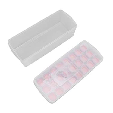 Imagem de Bandeja de gelo, bandeja de cubos de gelo, 24 cubos empilháveis ​​multifuncionais saudáveis ​​para pudim de geléia caseiro Rosa