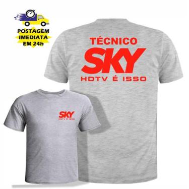 Imagem de Camiseta Cinza Sky Hdtv Técnico Antenista - Rodrigues Stampas